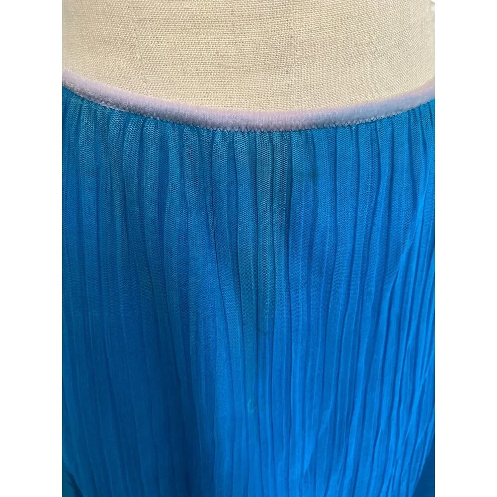 Vintage Shaw Benitez Blue Pleated Asymmetrical Skirt Made In Italy - Picture 7 of 11